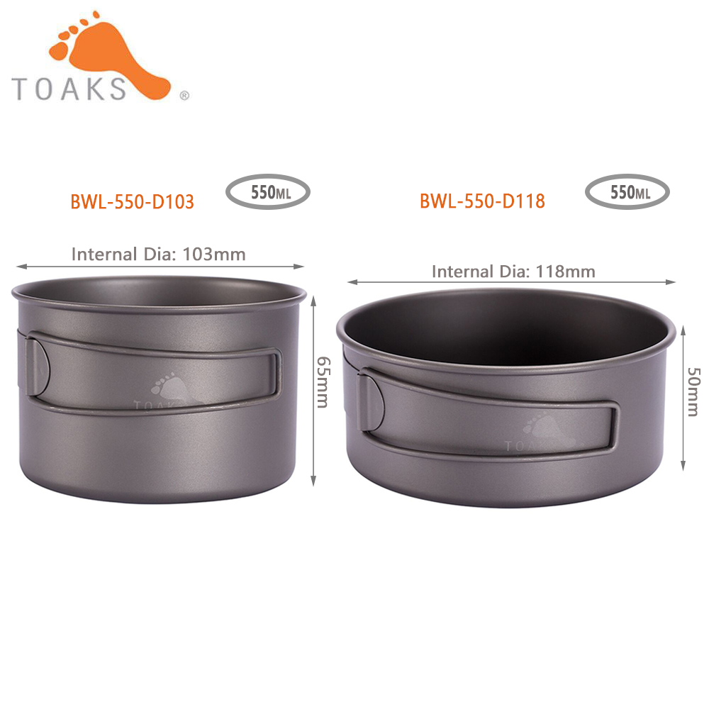 Outdoor Camping Cooking Equipment - TOAKS BWL-550 Camping tytanowa miska z
