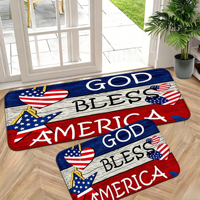 Outdoor Camping Usa - Patriotyczny dywan flanelowy God Bless America,
